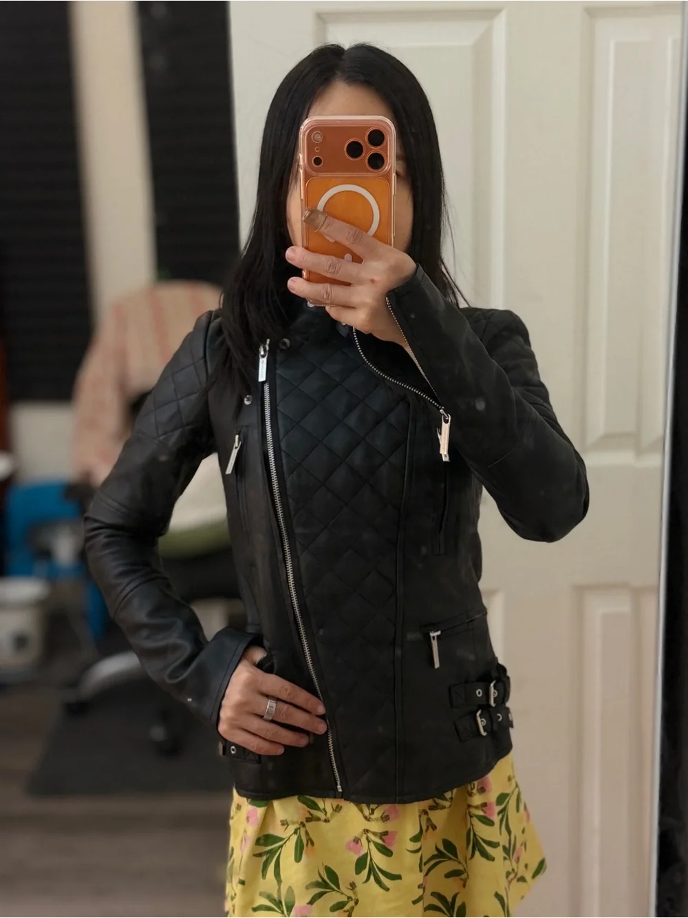 Michael Kors Black Quilted Leather Moto Jacket 100%lamb leather New WO Tag